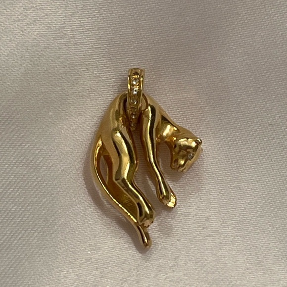 Gold Plated Antique Panther Charm and Diamond Bale - Picture 9 of 16